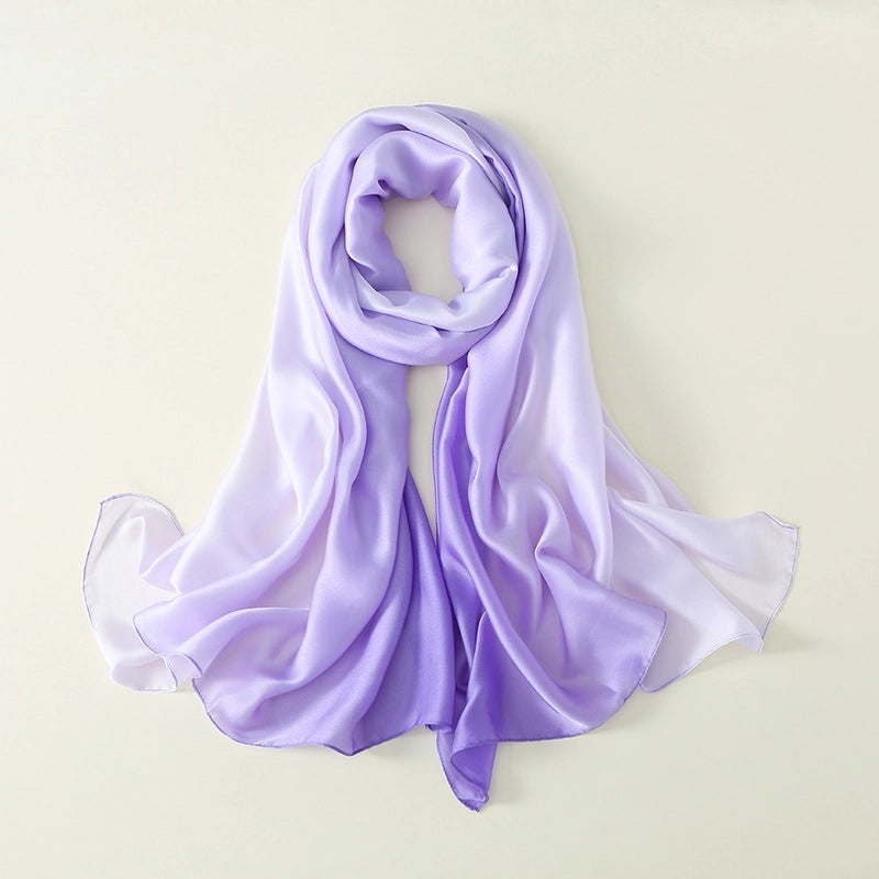 23 New Gradient Color Scarf Transitional Color New Silk Satin Scarf Scarf Elegant Long Women's Shawl Solid Color