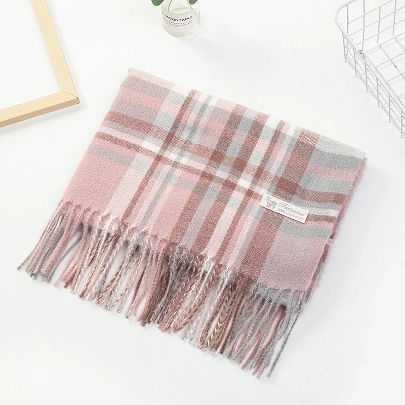 Scarf New Cashmere Color Scarf Women's Autumn And Winter Plaid Scarf Tassel Shawl Scarf