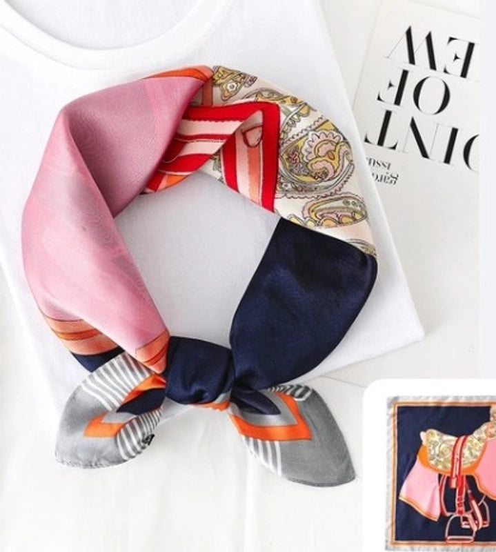 Women's Minimalist Printing Satin Silk Scarves