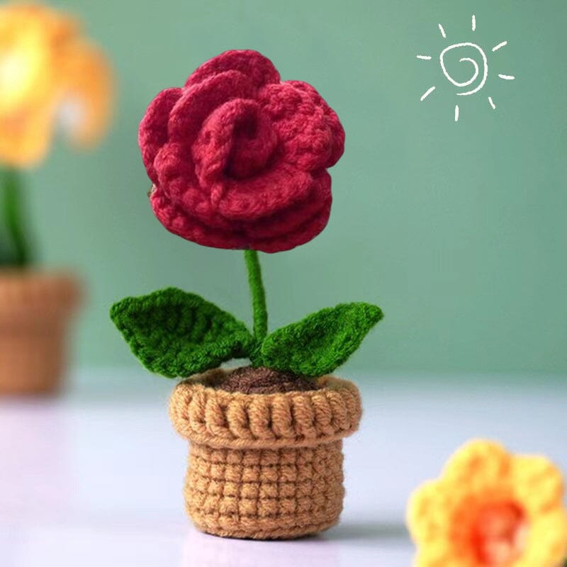 Handmade knitted flowers