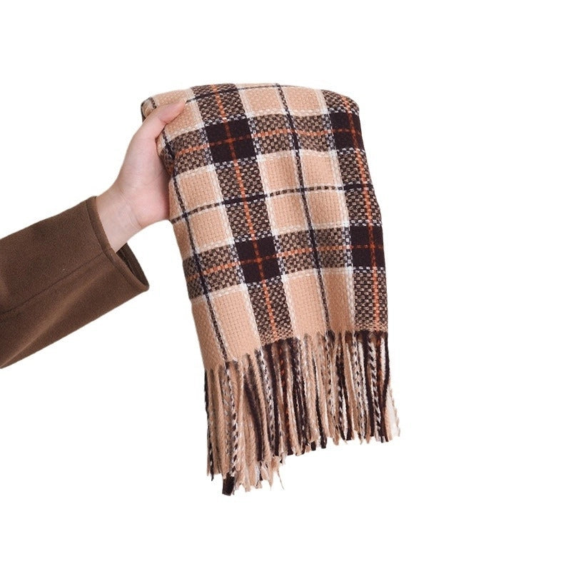 Women's Basic Plaid Polyester Scarf