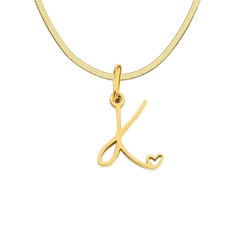 Stainless Steel Titanium Steel 14K Gold Plated Minimalist Plating Letter Heart Shape Pendant Necklace