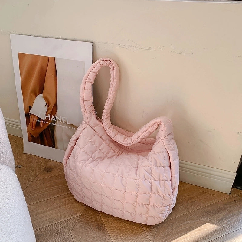 Women's Nylon Solid Color Basic Pillow Shape Zipper Shoulder Bag Crossbody Bag