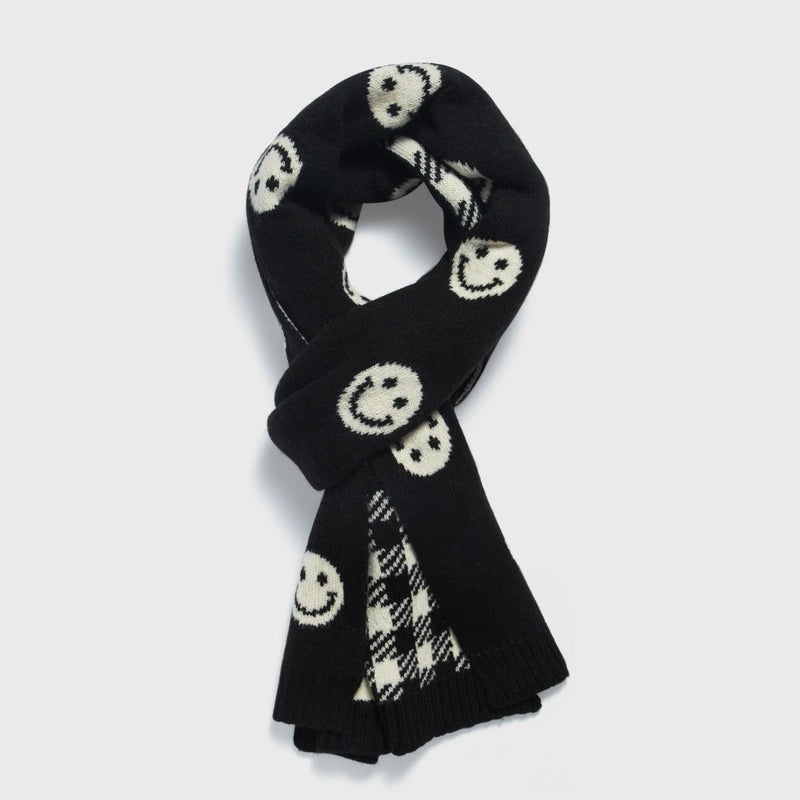 Unisex Fashion Plaid Smile Face Polyester Warm Knitted Winter Scarves 1 Piece