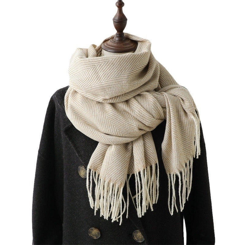 Women's Elegant Basic Lady Stripe Imitation Cashmere Polyester Scarf