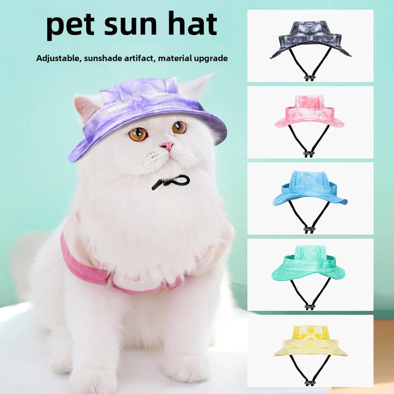 Dog Cat Sun-proof Anti-tightening Hat Anti-release Ear Adjustable Rope Buckle Fisherman Hat Pet Supplies