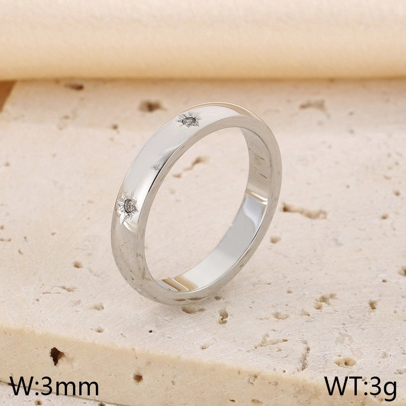 Vintage Style Minimalist Classic Style Geometric 304 Stainless Steel 18K Gold Plated Rings