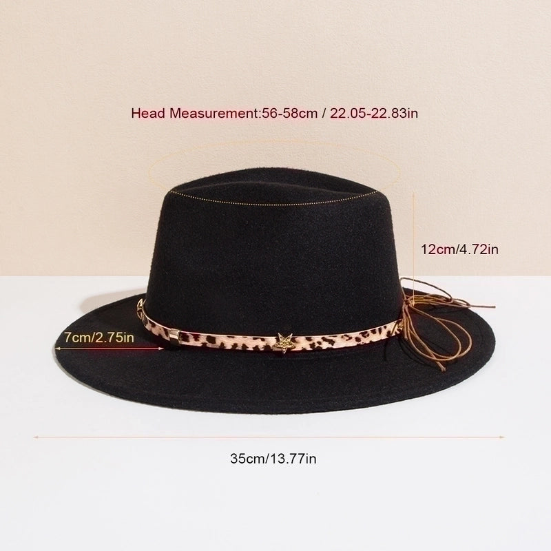 Unisex Basic Cowboy Style Solid Color Belt Buckle Wide Eaves Fedora Hat