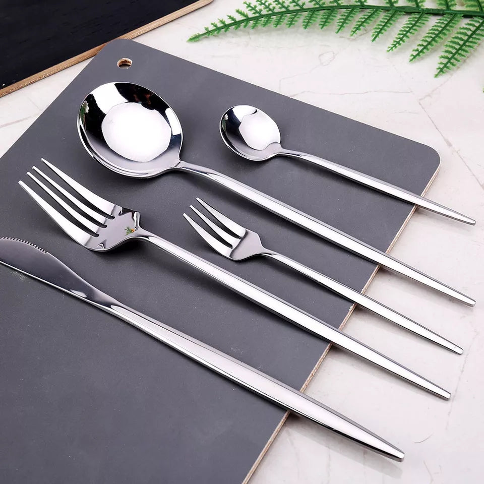 Silver (4404) 24 PCs Premium Steel Cutlery Set