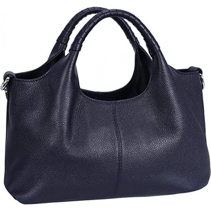 Women's Medium Leather Solid Color Basic Zipper Boston Bag