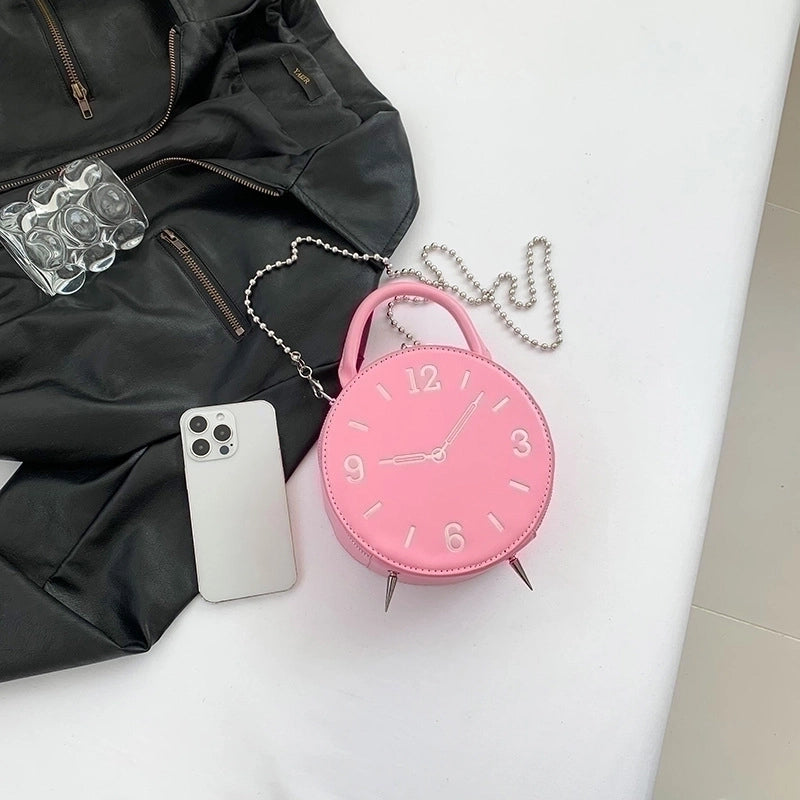 Women's Small Pu Leather Solid Color Streetwear Zipper Circle Bag
