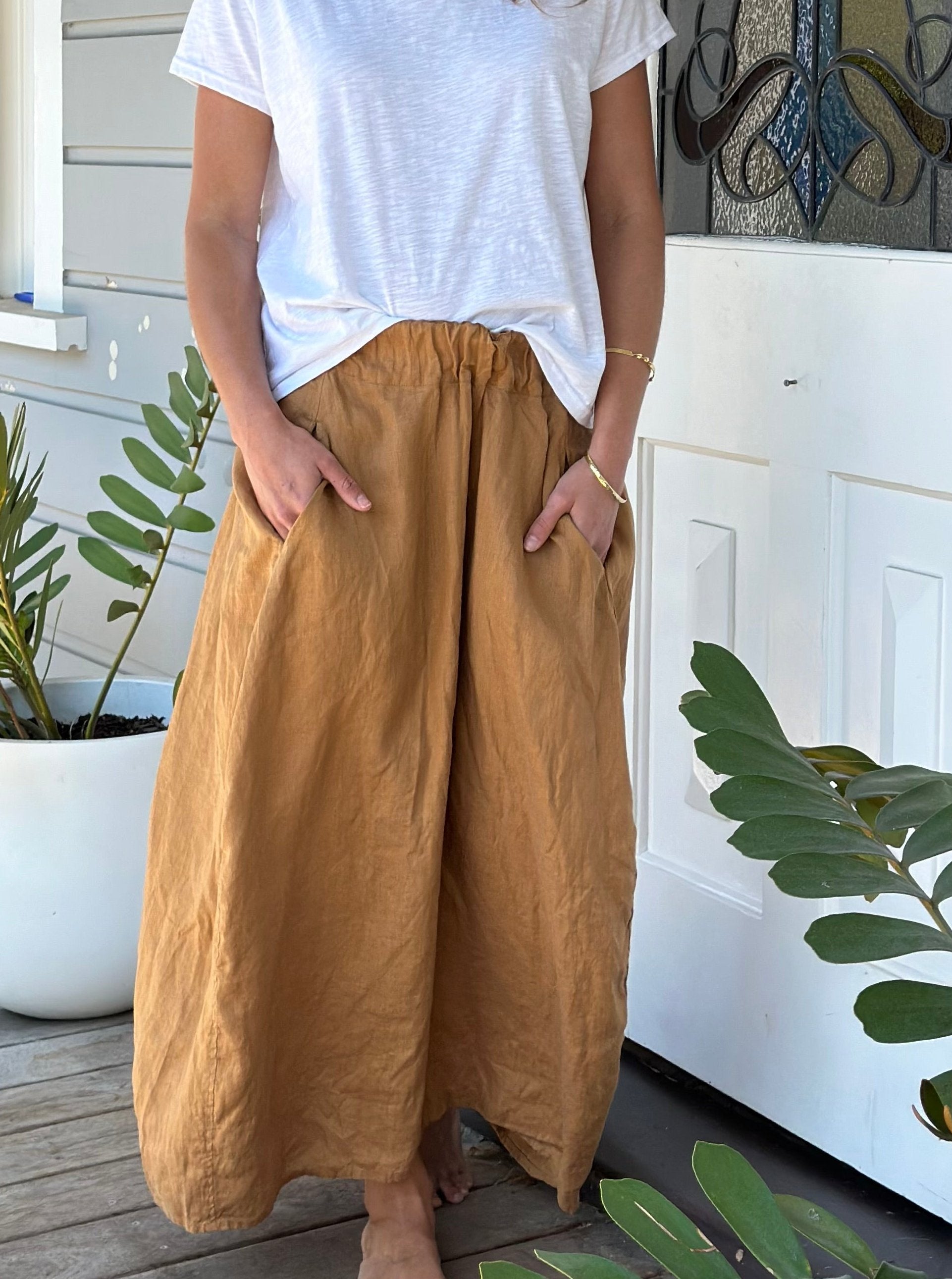 lana skirt - caramel linen