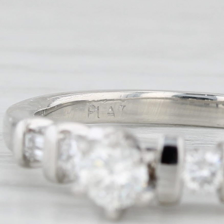 0.38ctw Round Diamond Engagement Ring Platinum Size 8.75 Solitaire w/ Accents
