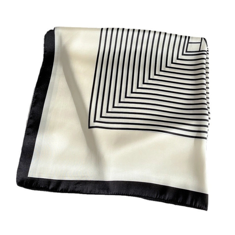 Unisex Casual Minimalist Stripe Flower Polyester Satin Printing Silk Scarf