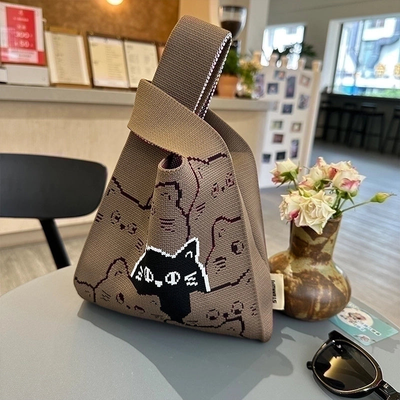 Women's Medium Polyester Cat Cute Open Handbag