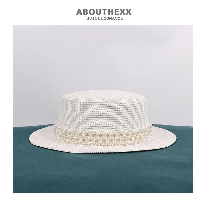 Unisex Elegant Solid Color Flat Eaves Straw Hat