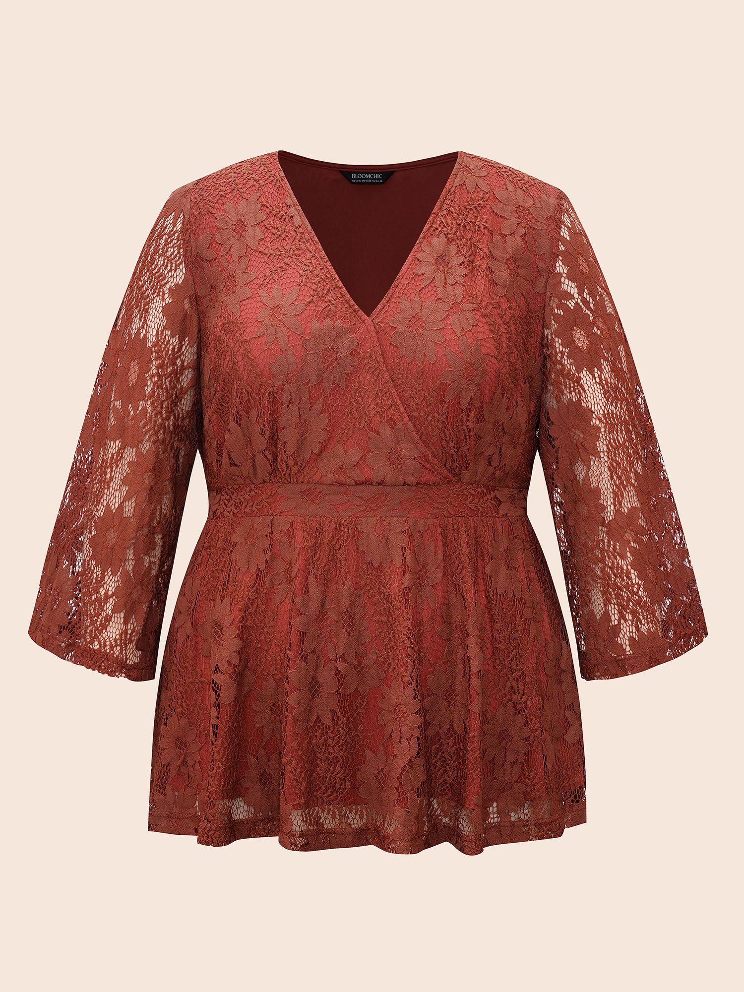 Crochet Lace Mesh Bell Sleeve Blouse