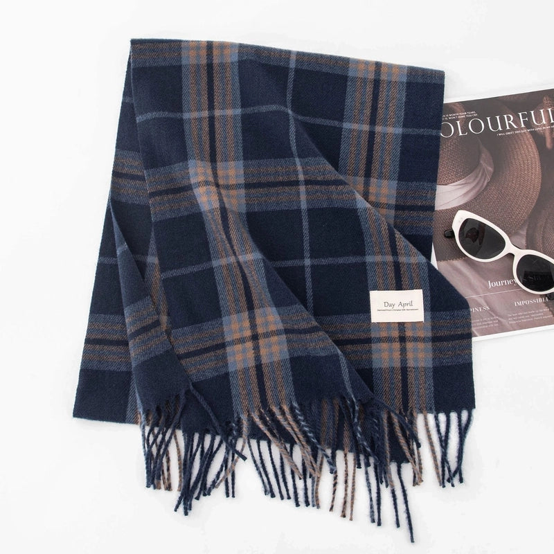 Women's Casual Elegant Minimalist Lattice Polyester Tassel Scarf