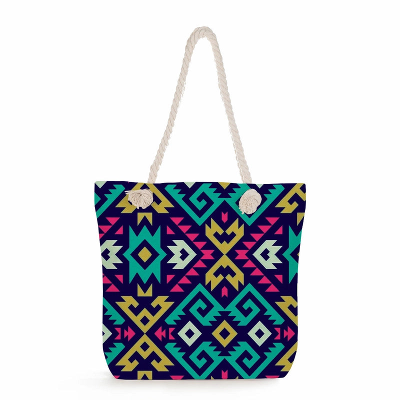 Geometric Printing Tote Bag Student Book Storage Shoulder Bag Large Capacity Handbag