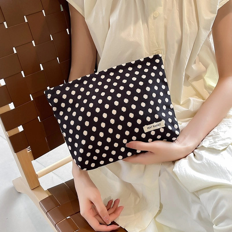 Beige Polka Dot Beige Bow Black Polka Dot Corduroy Round Dots Flower Square Clutches