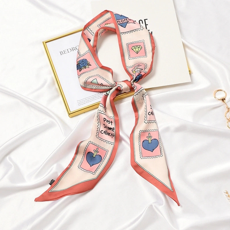 Women's Elegant Sweet Plant Satin Silk Scarf
