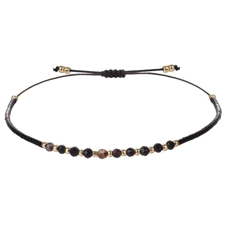 3 Pieces Minimalist Round Bead. Stone Beaded Bracelets