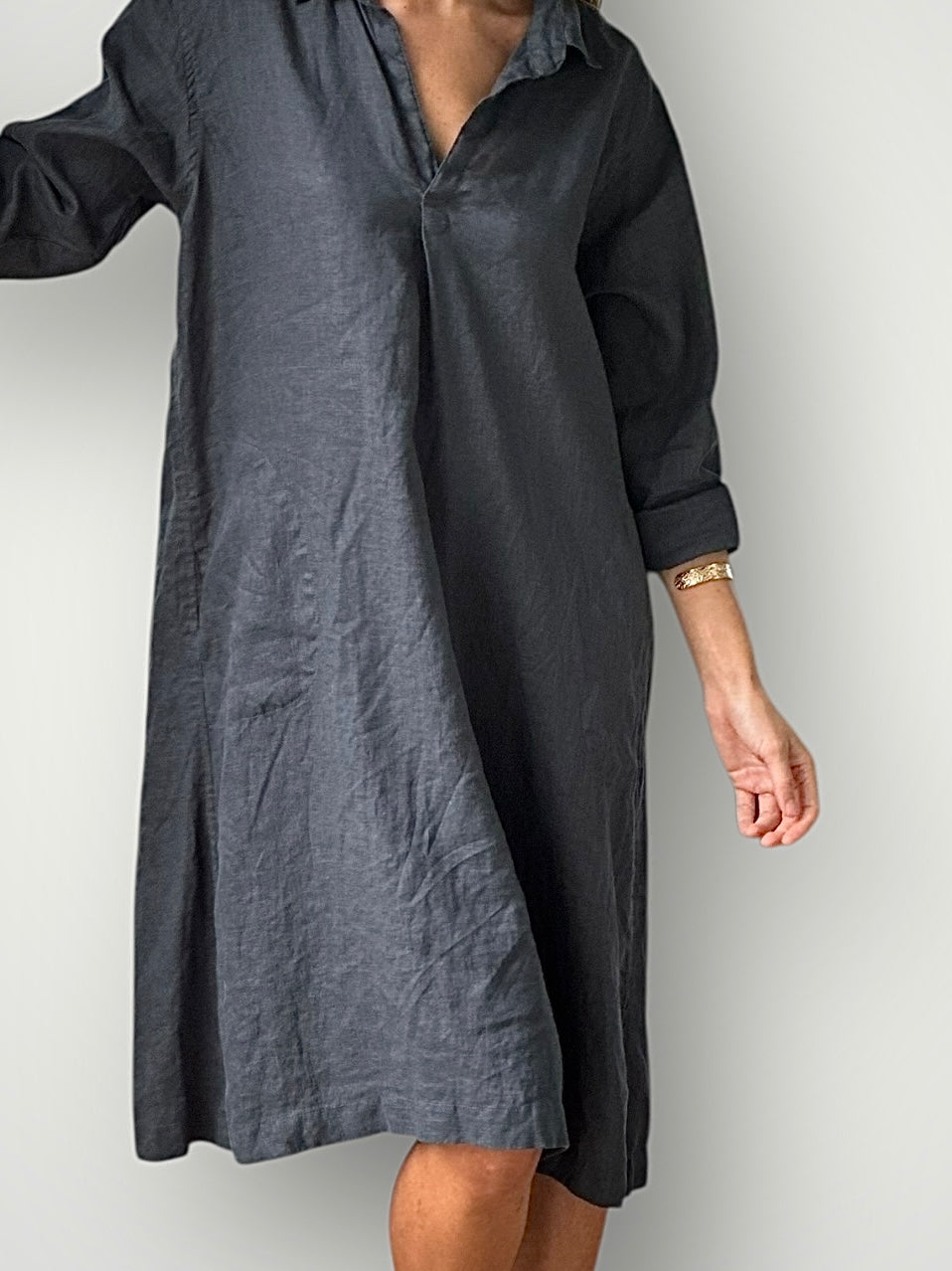 bianca dress -charcoal linen