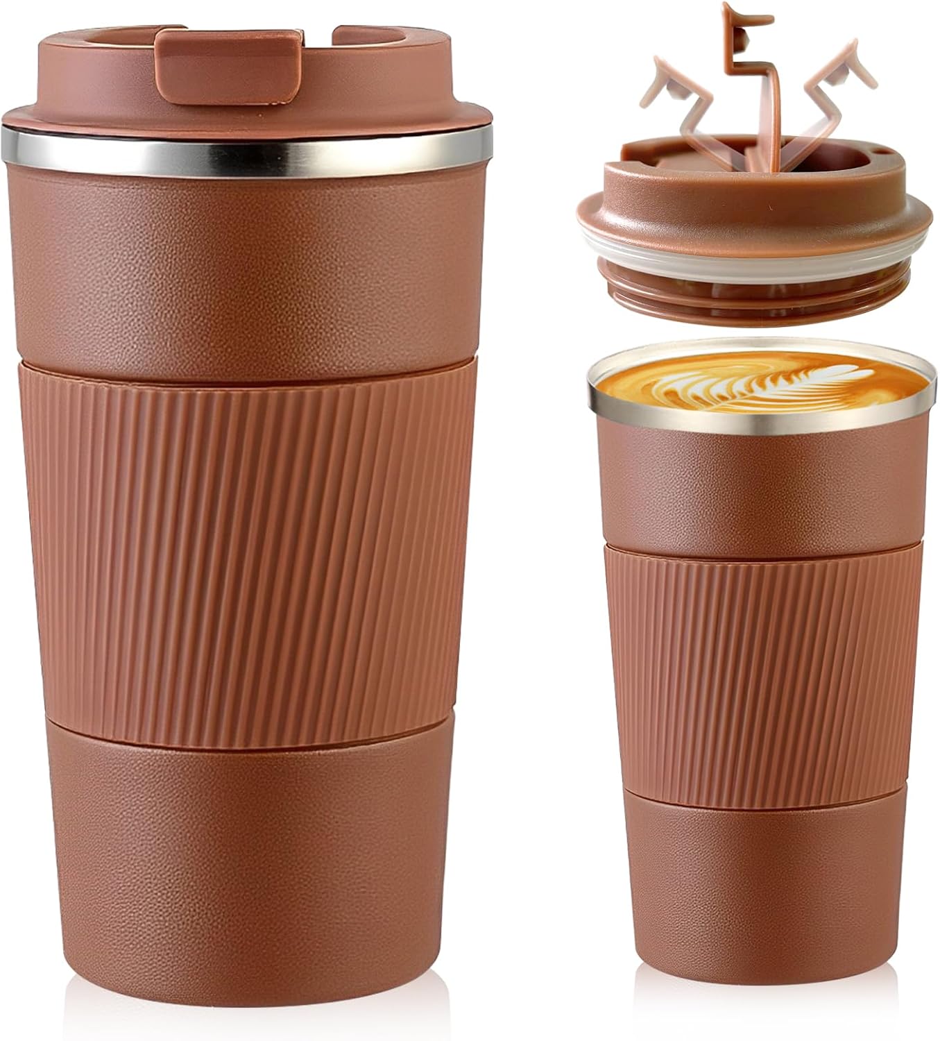 Senshuomy Travel Mug, Insulated Coffee Cup with Leakproof Lid, Reusable Coffee Cups Travel Cup, Stainless Steel thermaol Mug for Hot Cold Drinks (Green 380ml)