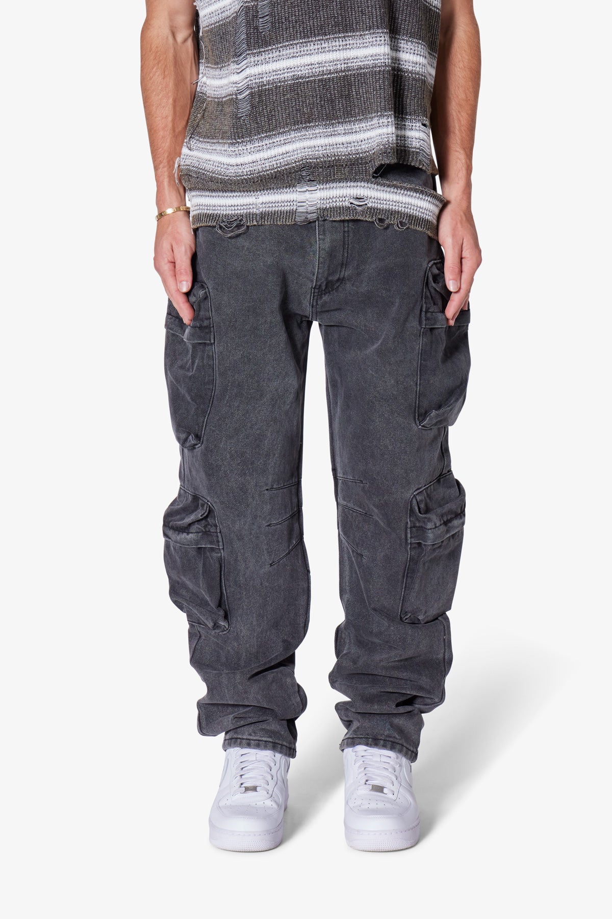 Wide Bellow Cargo Denim - Black