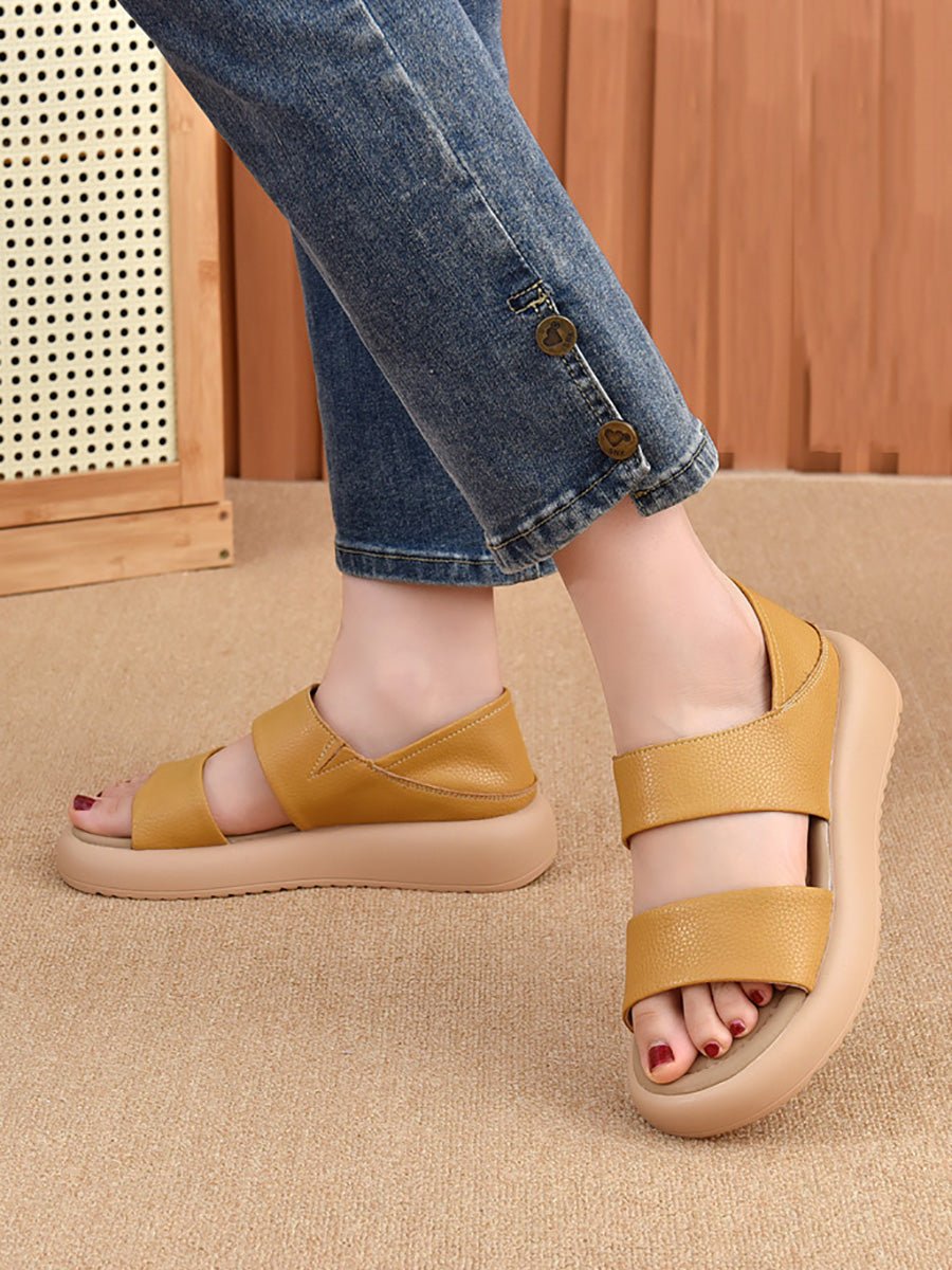 Women Casual Summer Leather Flat Sandals