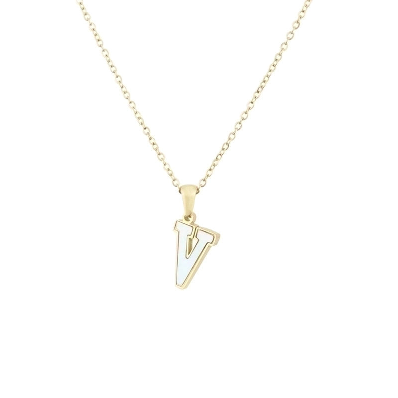 304 Stainless Steel Titanium Steel 18K Gold Plated Minimalist Plating Inlaid Shell Letter Shell