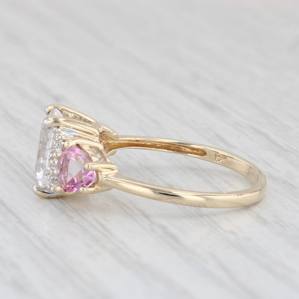 3.12ctw White Topaz Pink Mystic Topaz Ring 10k Yellow Gold Size 7