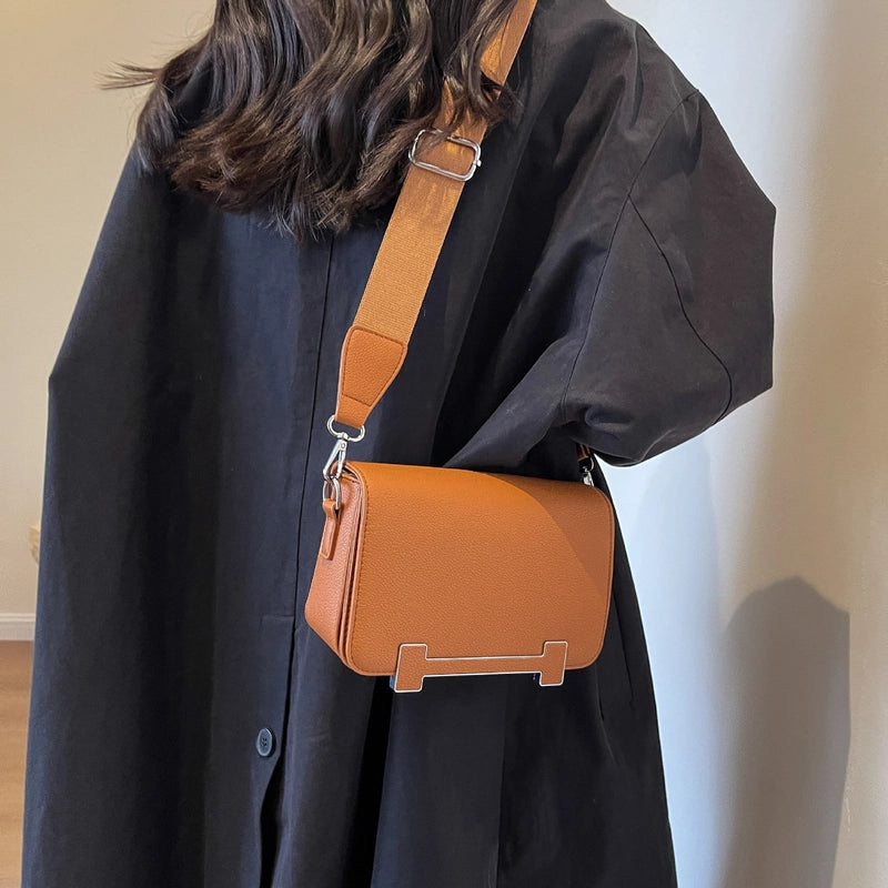 Women's Small Pu Leather Solid Color Elegant Square Magnetic Buckle Shoulder Bag Crossbody Bag