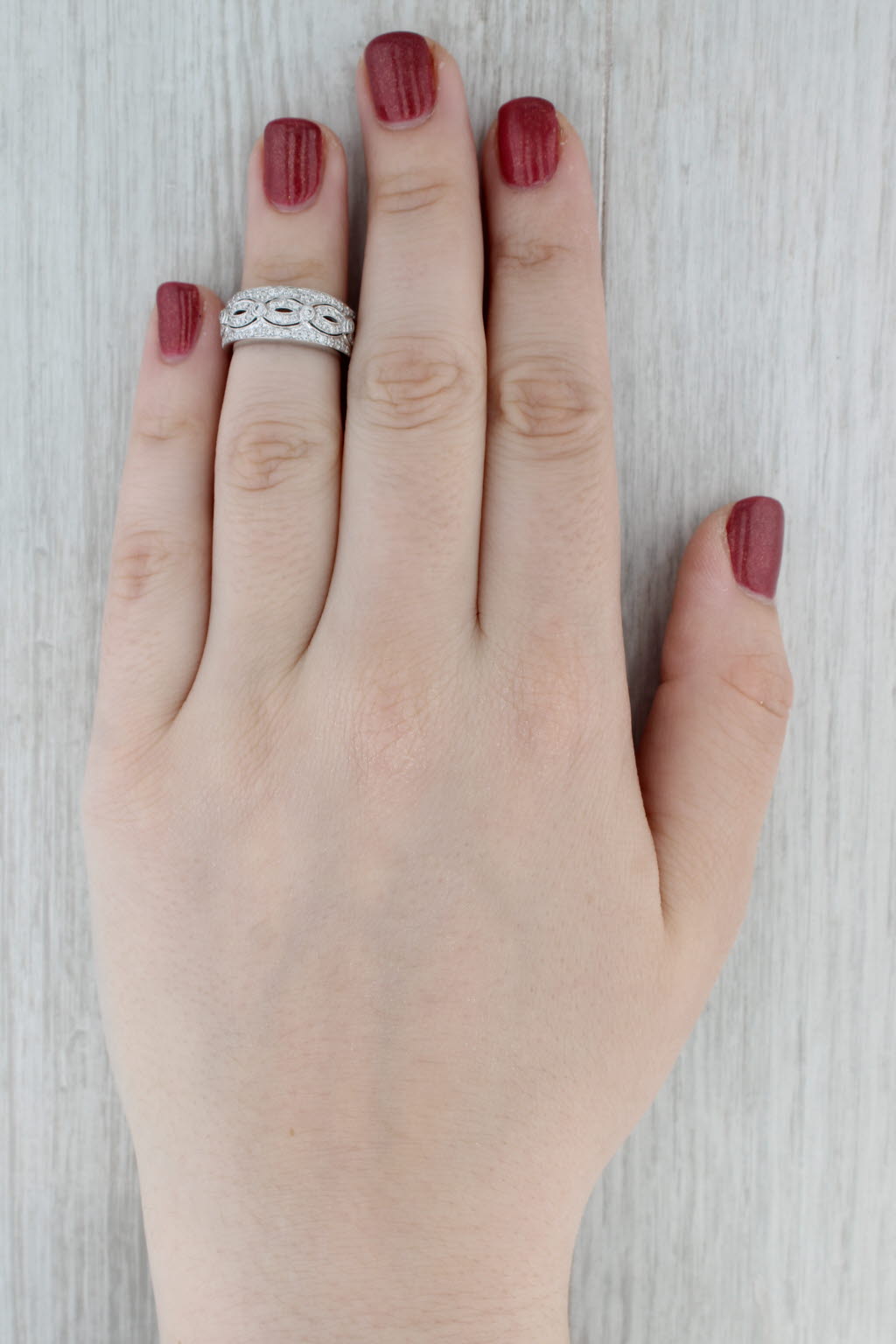 0.45ctw Open Work Diamond Ring 14k White Gold Size 5
