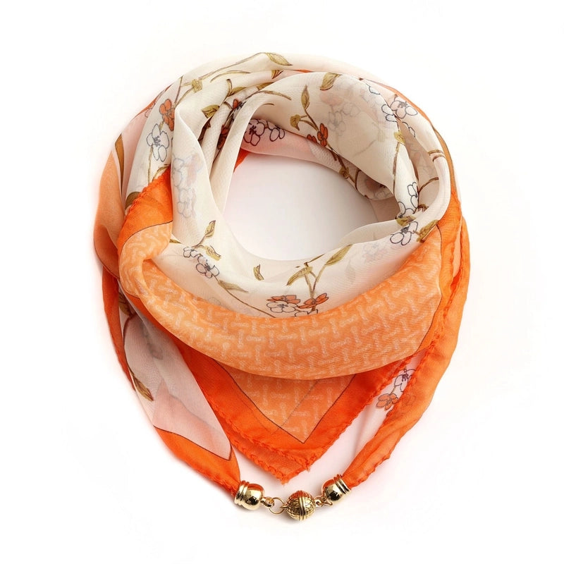 Women's Classic Style Splicing Polka Dots Flower Polyester Printing Silk Scarf