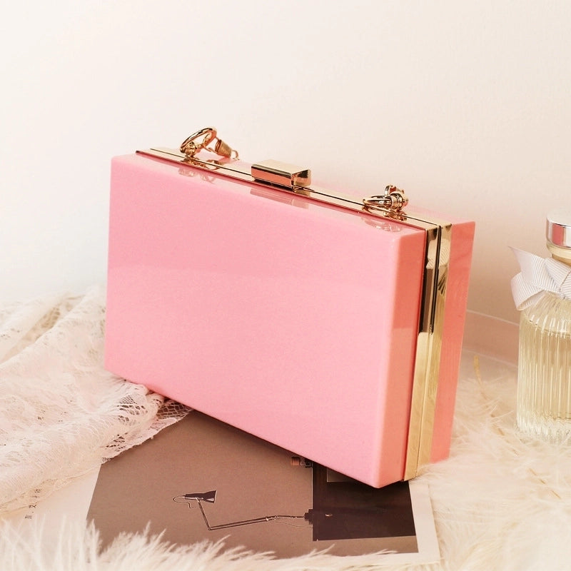 White Black Transparent Arylic Solid Color Square Evening Bags