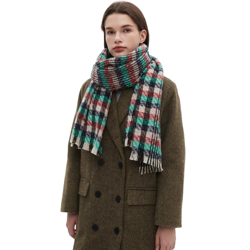 Unisex Casual Minimalist Lattice Polyester Tassel Scarf