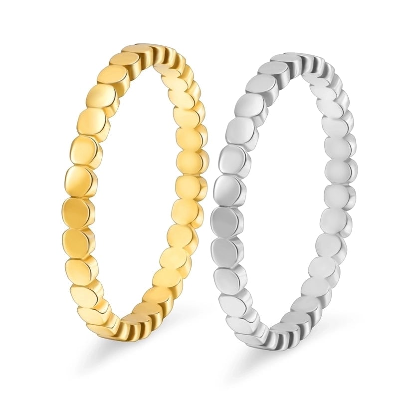 Minimalist Solid Color 304 Stainless Steel 18K Gold Plated Rings
