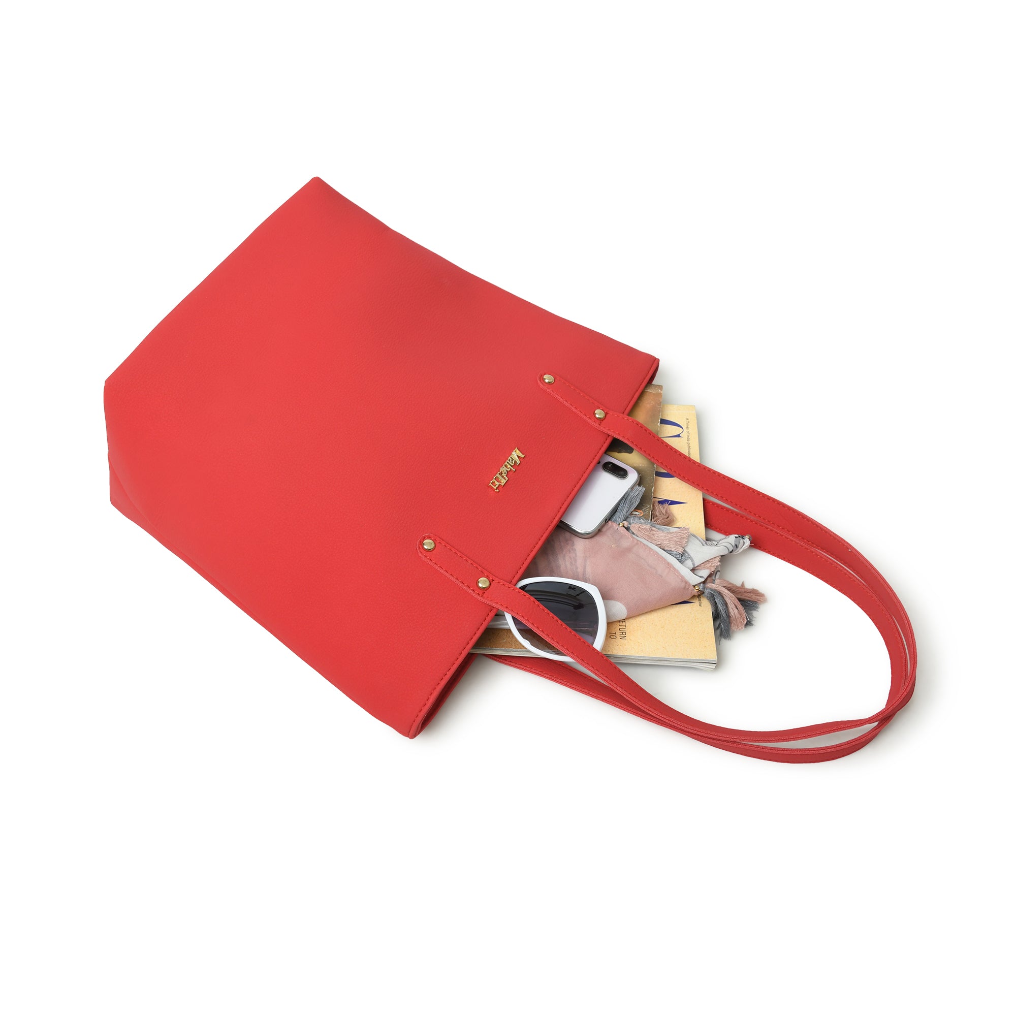 Era Vegan Leather Tote- Coral Red