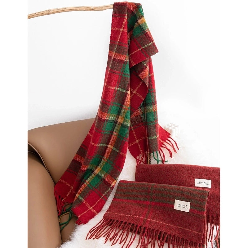 Unisex Elegant Minimalist Lattice Polyester Tassel Scarf