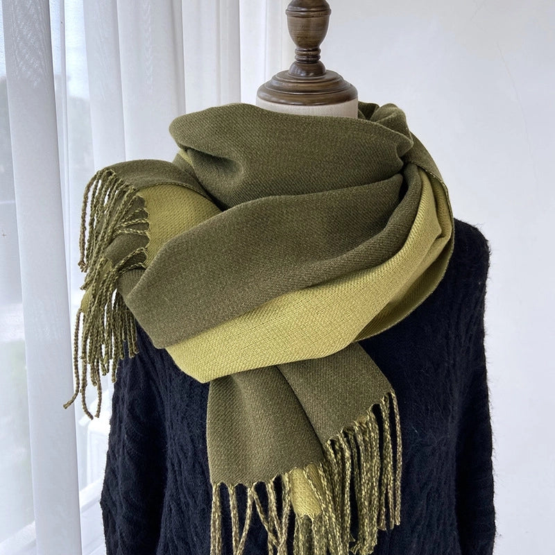 New Scarf Autumn And Winter Popular Color Matching Cashmere High-grade Warm Shawl Student Fashion Scarf Female