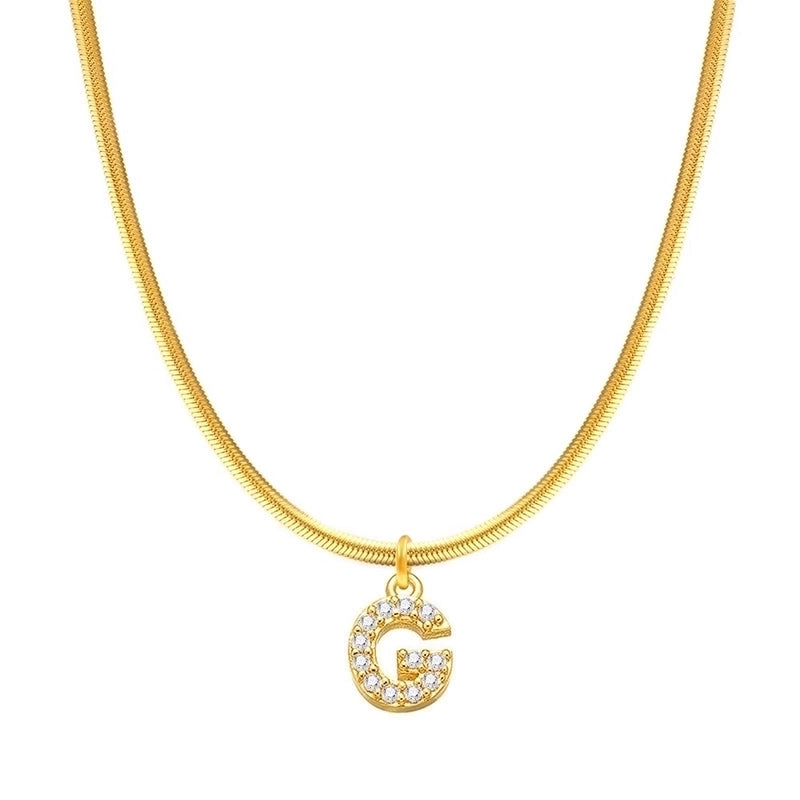 304 Stainless Steel Copper Retro Classic Style Inlay Letter Zircon Pendant Necklace