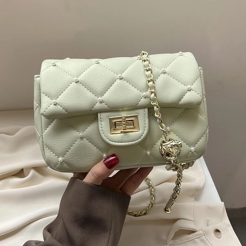 Women's Medium Pu Leather Solid Color Elegant Lock Clasp Shoulder Bag