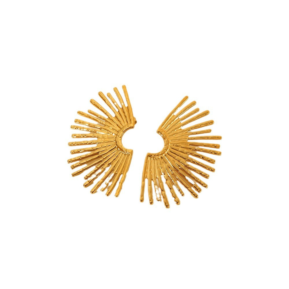 IG Style Fan-Shape Geometric Stainless Steel Electroplating Earrings
