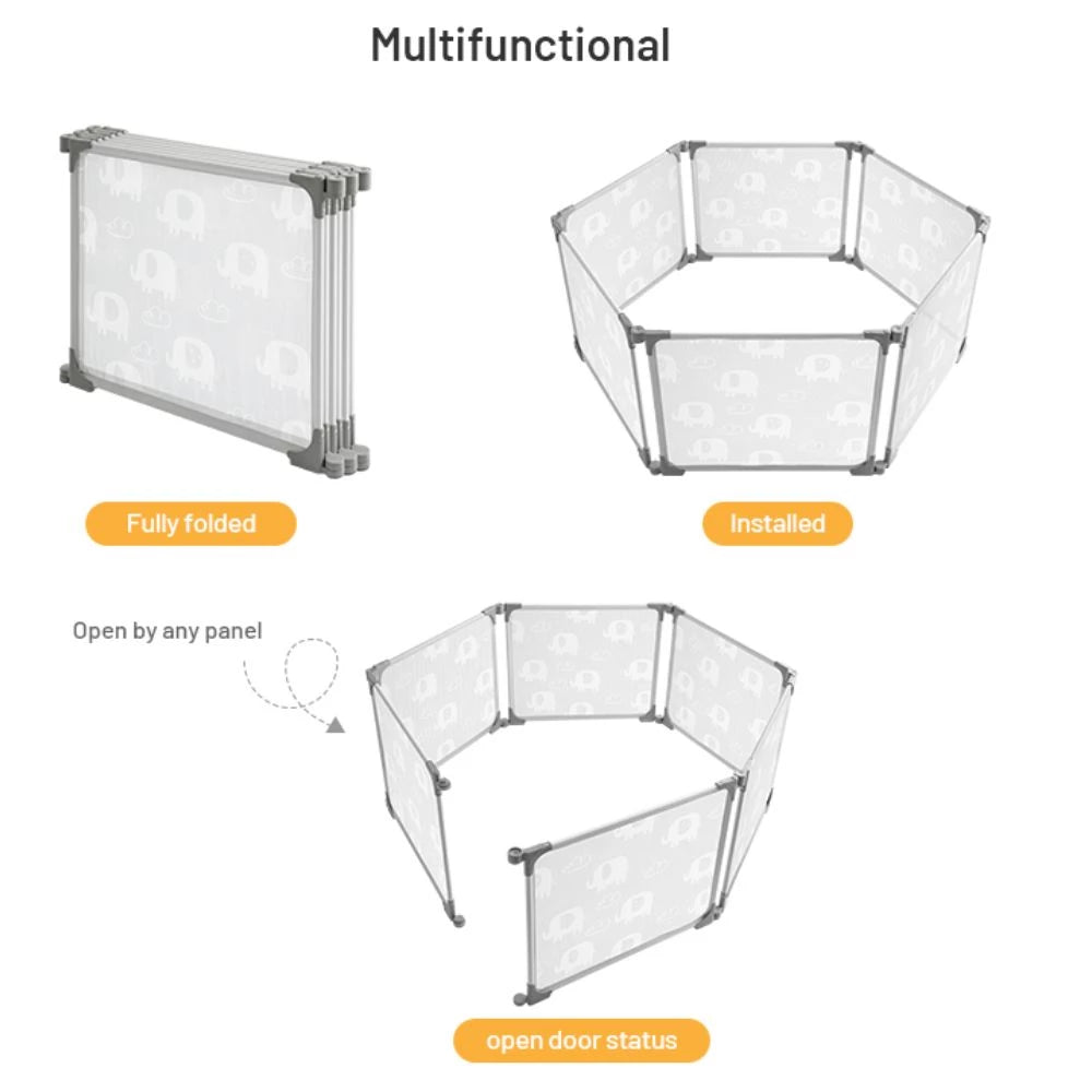 Foldable Lightweight Rainbow-Themed Playpen 鈥?6 Panels