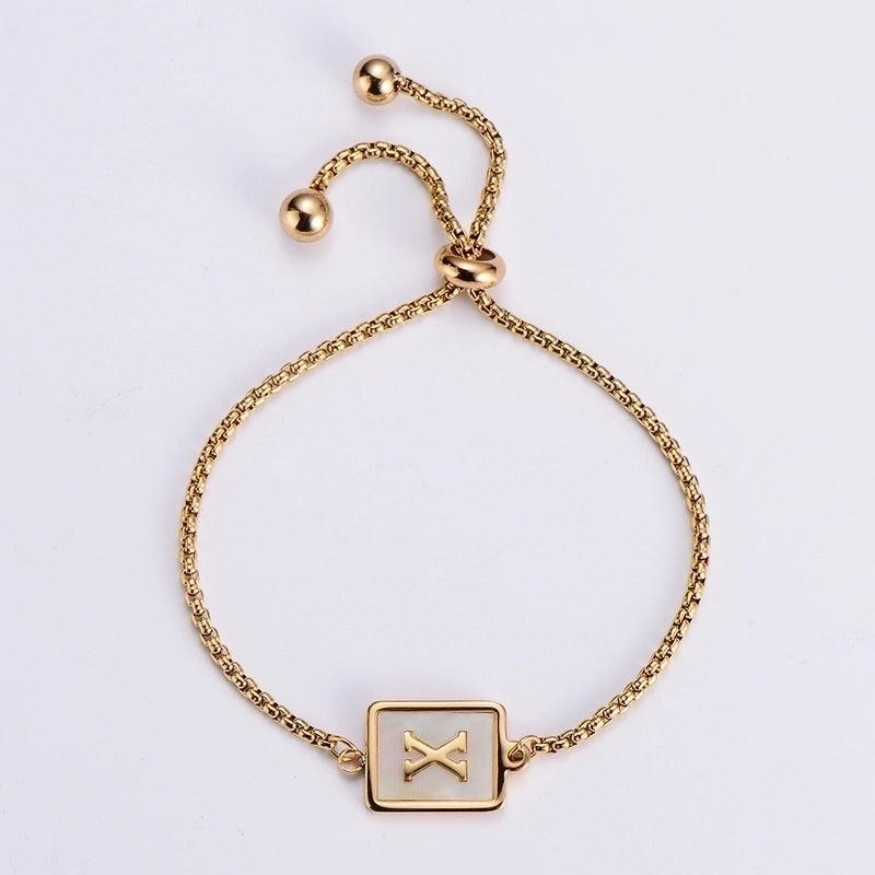 Minimalist Letter 304 Stainless Steel 18K Gold Plated Shell Bracelets In Bulk