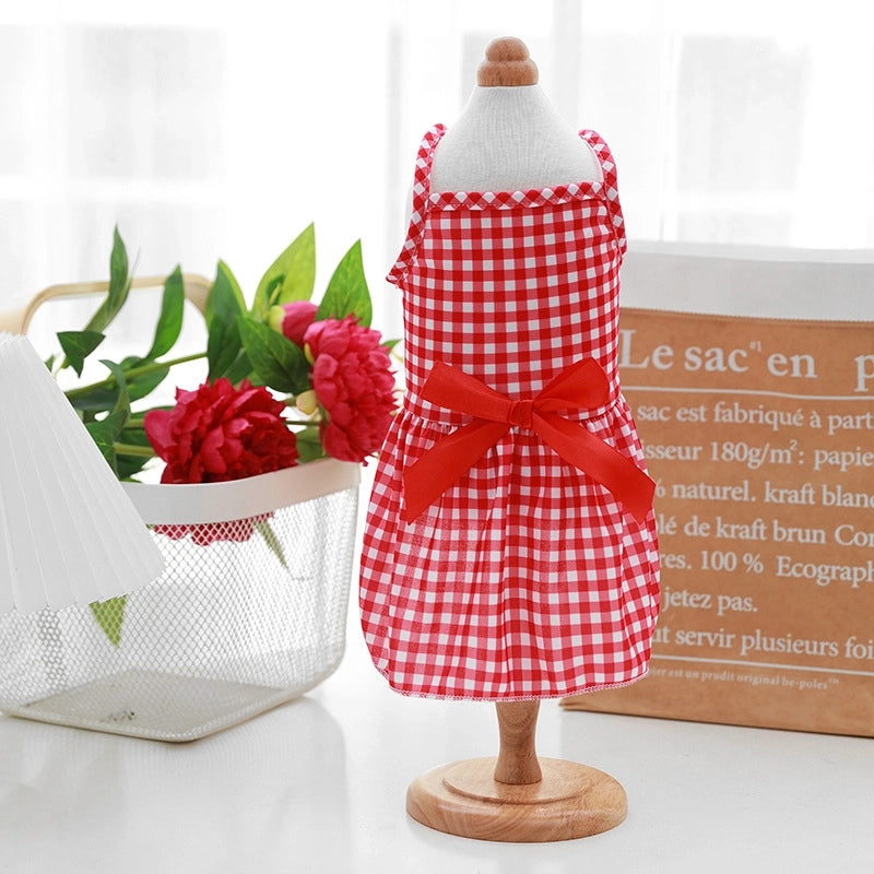 Summer Thin Pet Dress Princess Style Teddy Cat Strap Polka Dot Skirt Dog Clothes