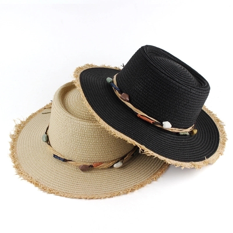 Women's Minimalist Color Block Wide Eaves Straw Hat