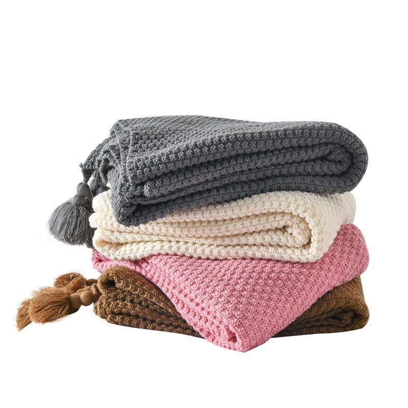 Elegant Solid Color Polyester Acrylic Blanket