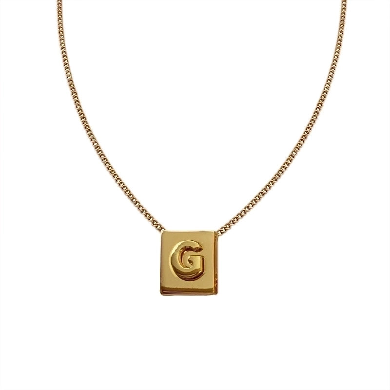 Minimalist Letter Square Titanium Steel Necklace 1 Piece